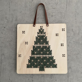 Houten borduurbord kerstboom