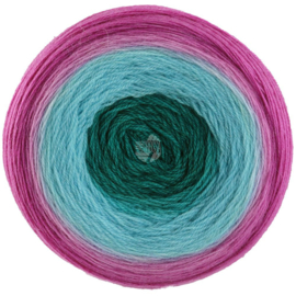 Merino Lace Aquarell 003 grijs petrol/turkoois/fuchsia