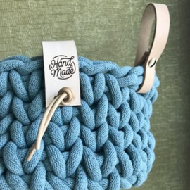 Leren label HANDMADE gevouwen, 10×3 cm