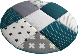 Boxkleed / Speelkleed: Petrol grijze plus