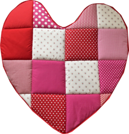 Speelkleed Hart Roze met Rood & bloemetjes