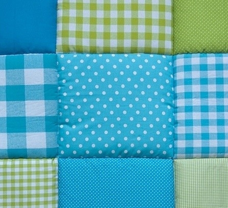 Boxkleed / Speelkleed: Groen met Blauw (Selecteer het formaat: 150 x 150 cm speelkleed,Wil je een bijpassende boxzak van € voor € 35,-?: Ja,Kies de vulling kleed: Dunne vulling (
