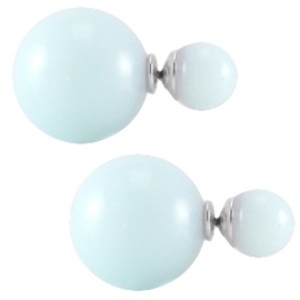 Double pearl oorbellen lichtblauw