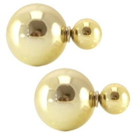 Double pearl oorbellen goud