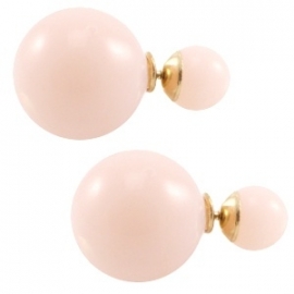 Double pearl oorbellen vintage rose