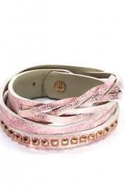 Wikkelarmband met studs roze