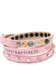 Wikkelarmband met Love * Hope * Hapiness roze