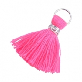 Ibiza kwastje zilver-neon roze