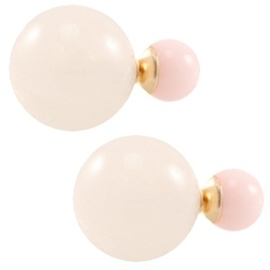 Double pearl oorbellen Light rose