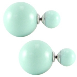 Double pearl oorbellen Minty Green