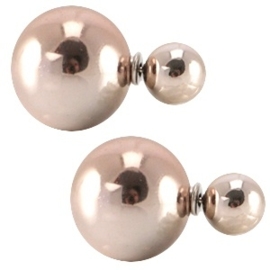 Double pearl oorbellen rosegold