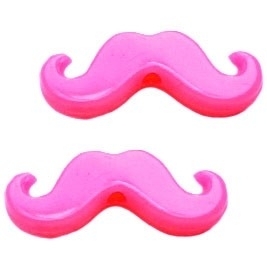 Moustache neon roze (10 stuks)