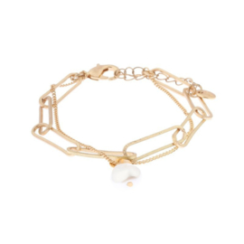 Biba armband met witte glas parel