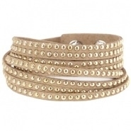 Armband met studs camel bruin