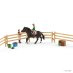 42389 Rijschool met paarden en rijders, etc.