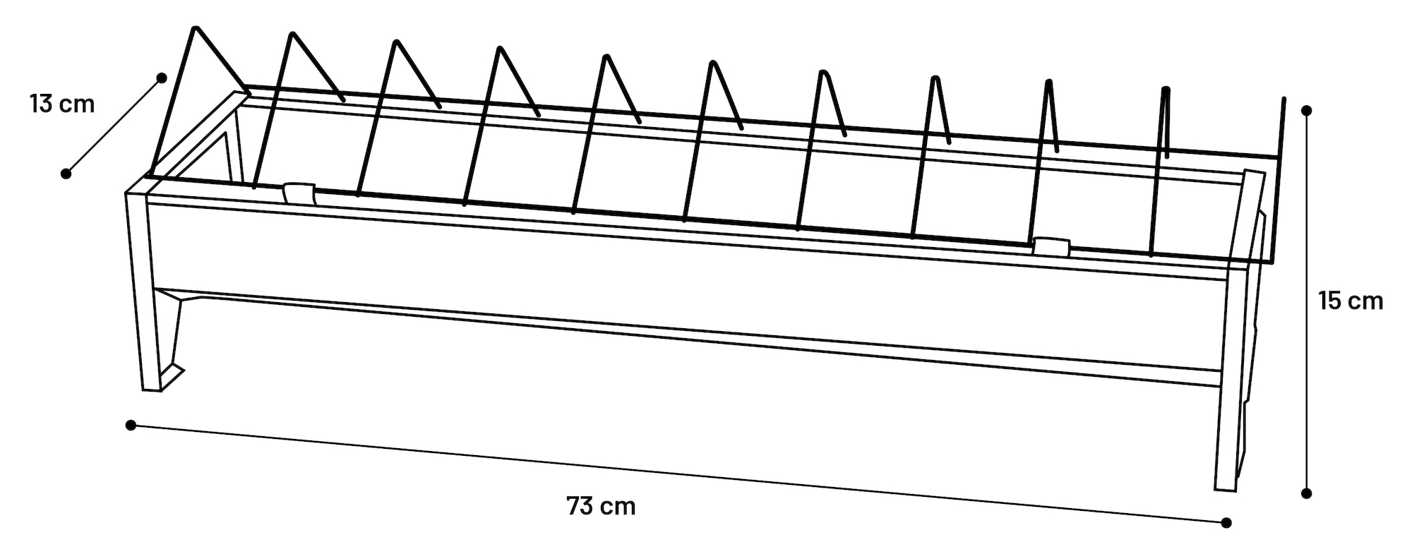 Voederbak pluimvee Herka rechthoekig zilver 73cm