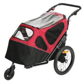 Pet trailer 2-in-1 zwart/rood