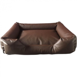 Hondenmand Sofa skai leer bruin 80 x 60 cm