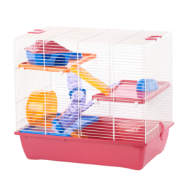 Hamsterkooi Pinky 3 fuchsia/wit