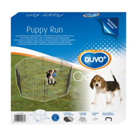 Puppyren met deur & net & haken zwart