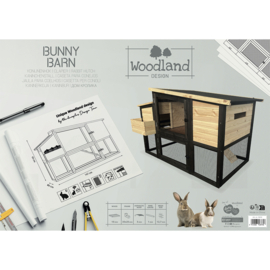 Woodland design konijnenhok Bunny Barn houtkleurig