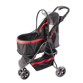 Pet buggy 3-wieler zwart/rood