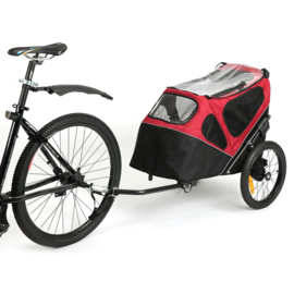 Pet trailer 2-in-1 zwart/rood