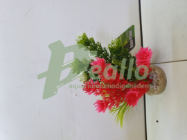 Aquarium kunstplant roze groen