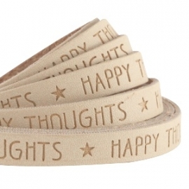 459 - IMITATIE LEER  MET QUOTE: HAPPY THOUGHTS CAMEL BROWN / 10MM