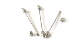 TB.133 - PENDEL / HANGER MET AFSCHROEFBAAR BOLLETJE PLATINUM / 65 X 6 X 1,5MM