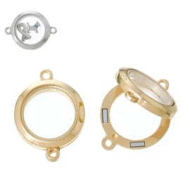 162 - FLOATING MEMORY LOCKET CONNECTOR GOUD / 25MM