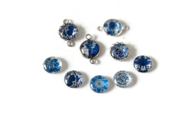 105 - CABOCHONS MIX BLAUW WIT / 12MM