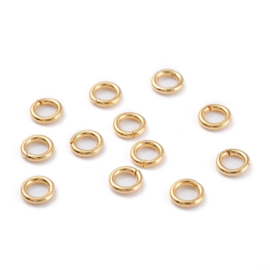 TB.11 - RVS OPEN RINGETJES 18K GOUD  PLATED / 6 X 0,8MM