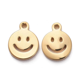 BED - BEDELTJE RVS GOUD SMILEY / 8MM