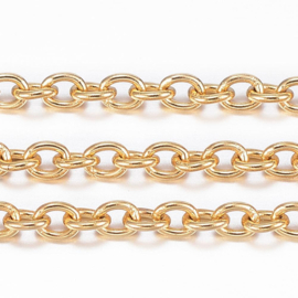 TB - RVS KETTING "CABLE CHAIN" 18K GOUD PLATED / 2,5 X 2MM
