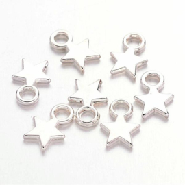 REST.34 - TIBETAANS ZILVEREN  STERRETJES / 10 X 8MM