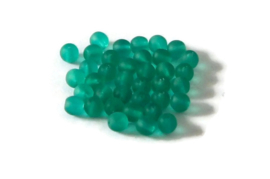 TURQ.4 - GLASKRALEN ROND FROSTED TURQUOISE GROEN / 6MM