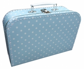 Koffertje lichtblauw met witte stip 30 cm