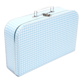 Suitcase SOFT BLUE / WHITE SQUARES 35 cm