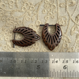 Houten oorbellen, donkerbruin