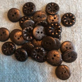 Houten knoop - kokoshout zwart 13mm - per stuk