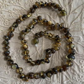 Barnsteen ketting, gepolijst, groen, 50cm
