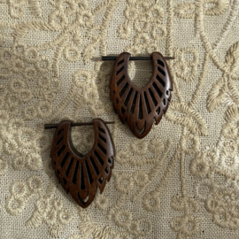 Houten oorbellen, donkerbruin