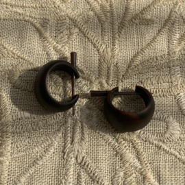 Houten oorbellen, bruin, klein