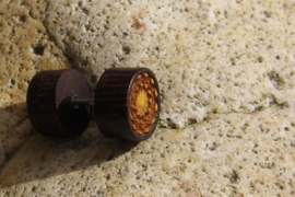Houten oorbel, knopje (per stuk)