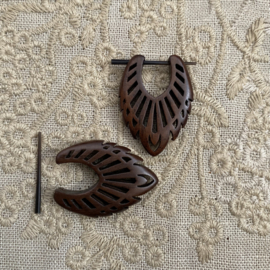 Houten oorbellen, donkerbruin