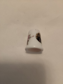 Vingerhoed porcelein opdruk Lourdes 2-zijdig 3cm hoog zonder doosje