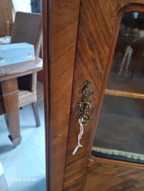 Originele glaskast of vitrinekast h-185cm mahonie hout verstelbare planken nr GE
