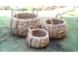 Set van drie bananenblad schalen natural d-55cm nr 800868