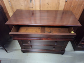 Mahonie commode of ladenkast engels 1860-1880 3x la 1 geheime la nr K20246